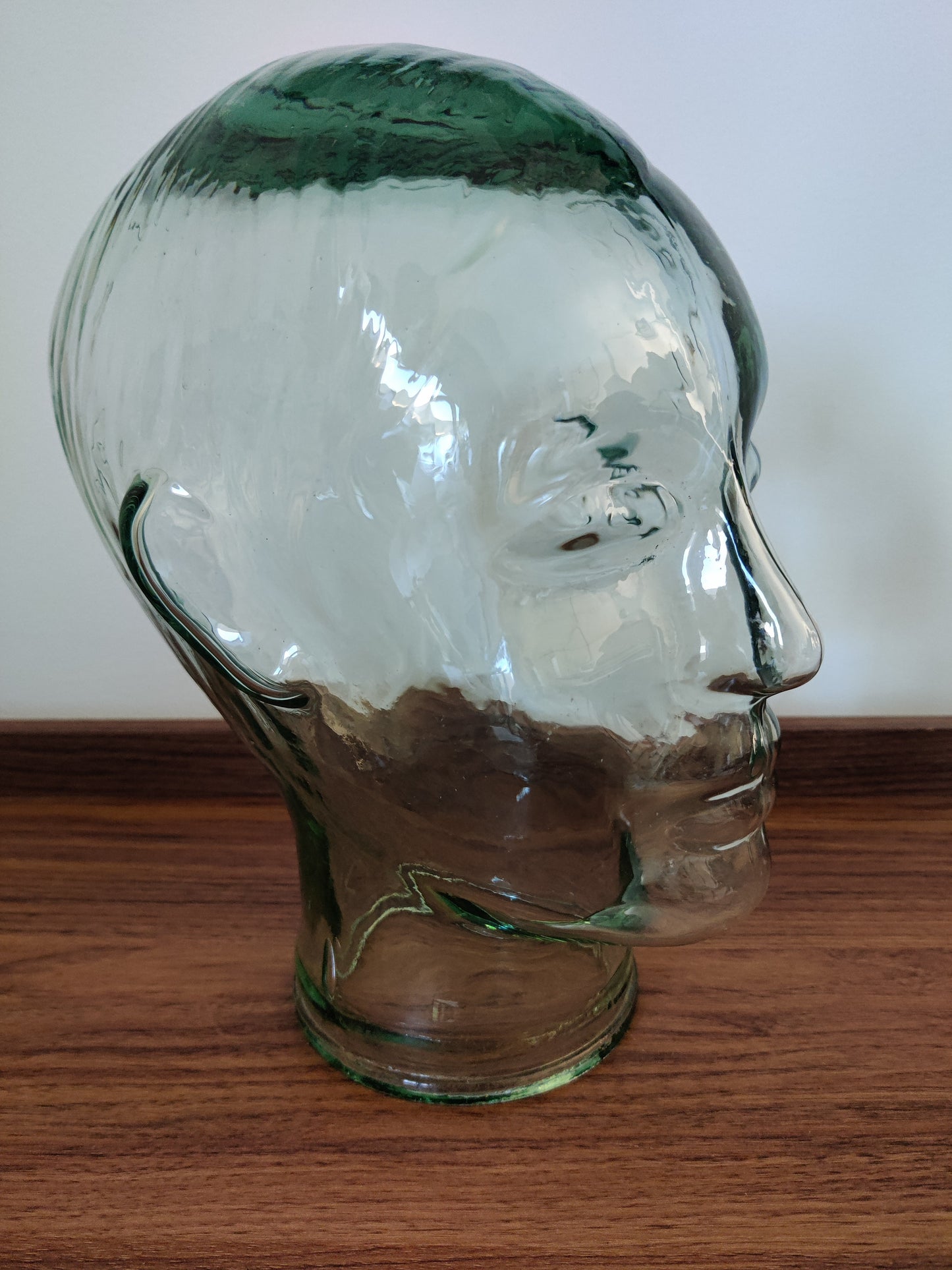 Tête à chapeau en verre - Marotte en verre porte-chapeaux vintage